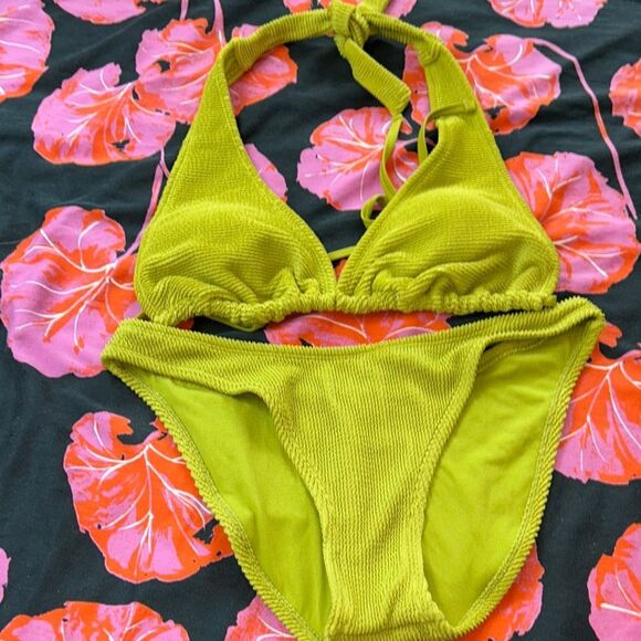 Wild Fable 70s groovy look👀 Lime 🍋‍🟩 Green Bikini👙Beach🏖️Time! Lined. Comfy! - Picture 12 of 17
